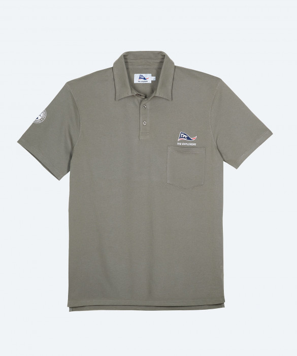 Men's The Explorers short sleeves and three buttons khaki polo shirt The Explorers - Ampat